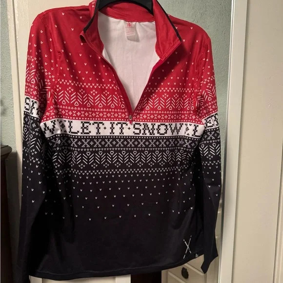Krimson Klover Large Red and Black Quarter Zip-Up Base layer top - Picture 2 of 6